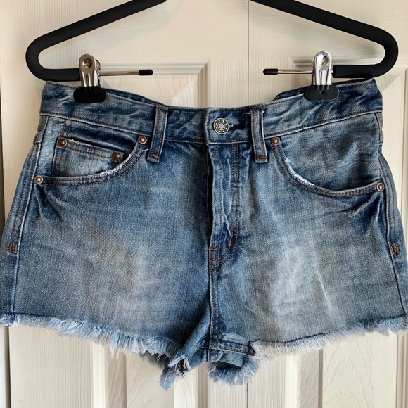 Free People High Rise Raw Hem Jean Shorts - Picture 7 of 14